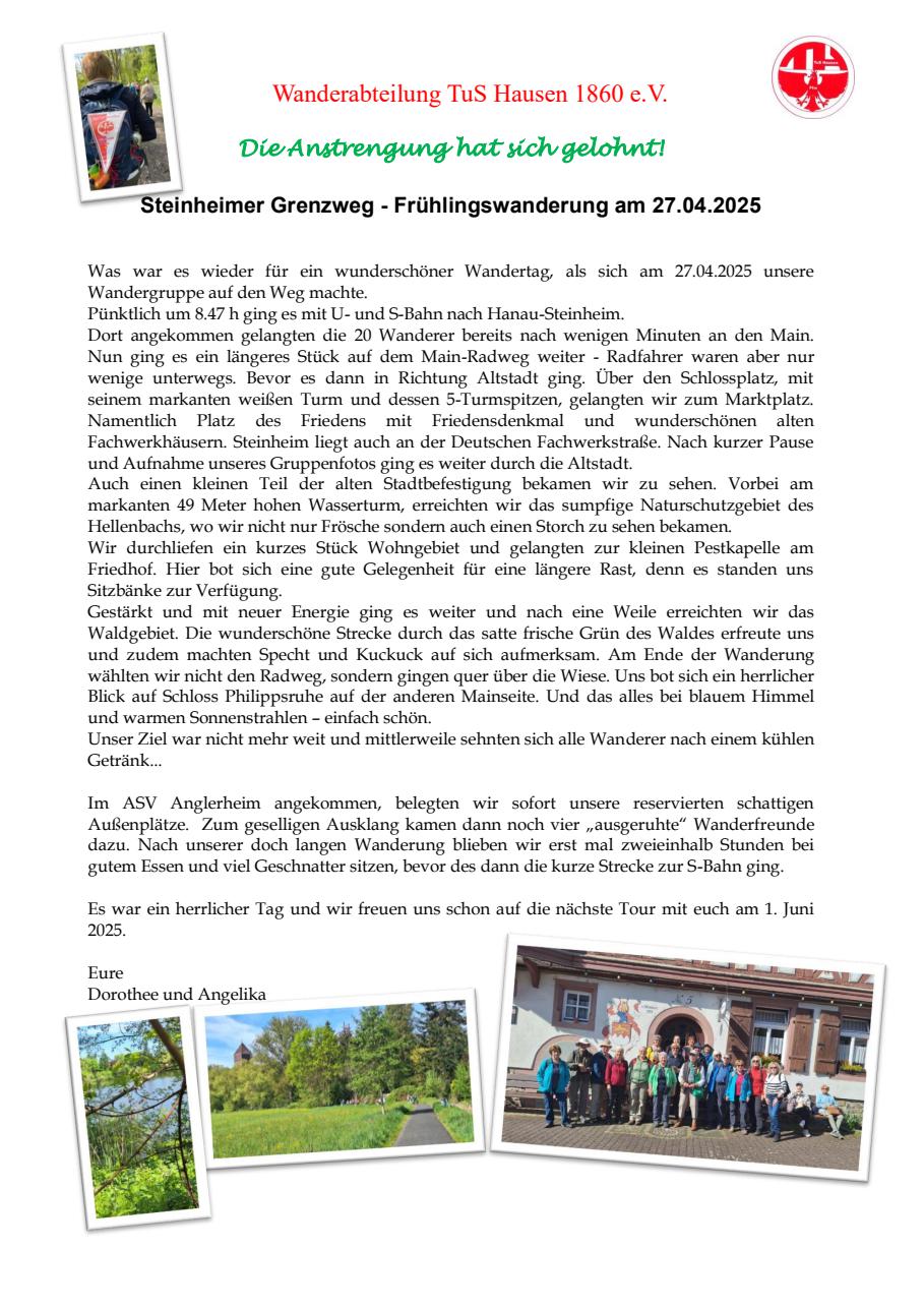 Bericht Frühlingswandern 27.4.2025