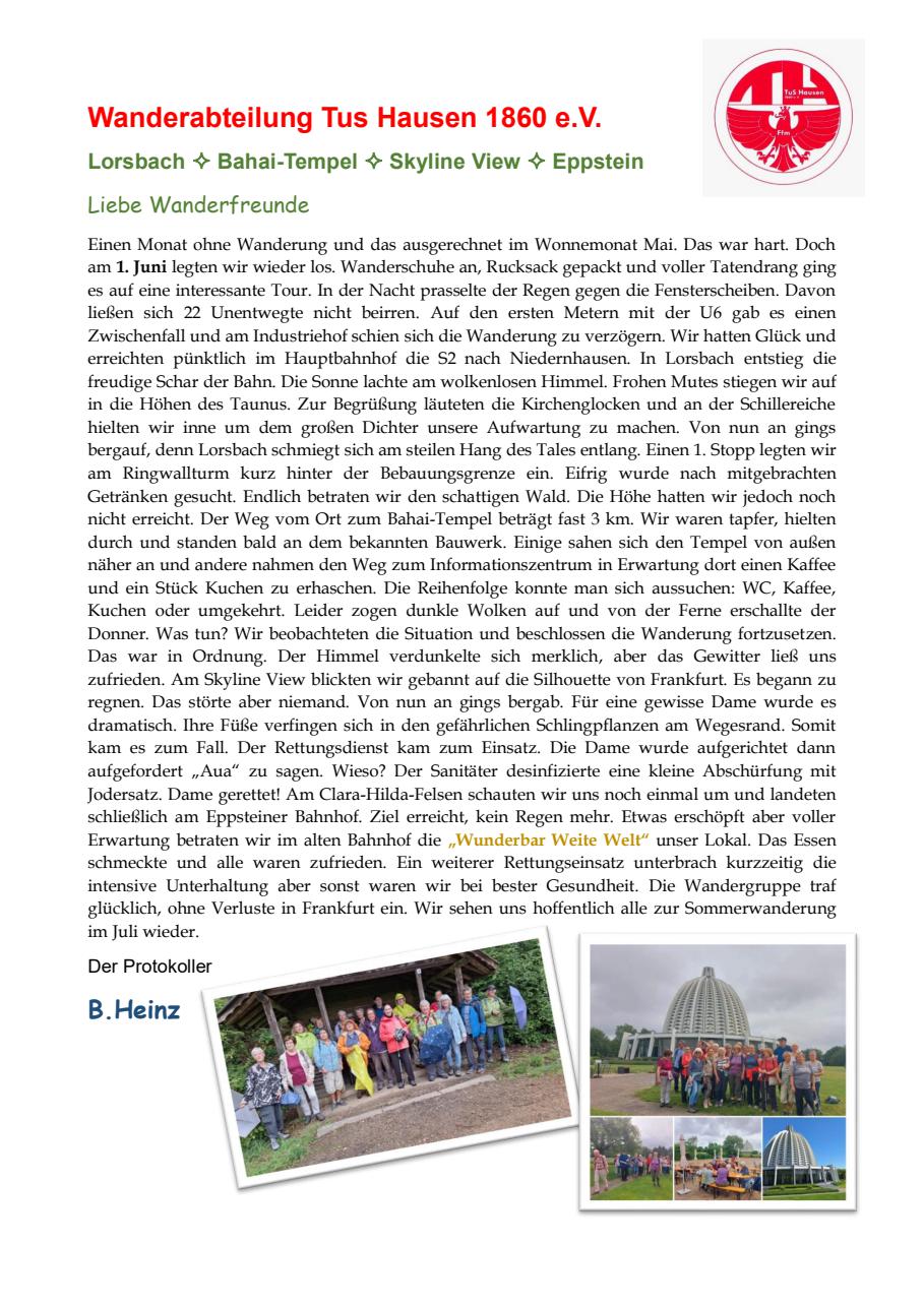 Bild und Abschlussbericht Bahai Tempel 1.6.2025 1