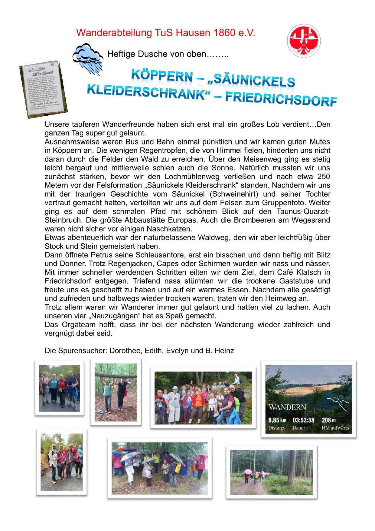 Bild und Abschlussbericht Sommerwanderung 27.7.25 Säunickels Kleiderschrank 1