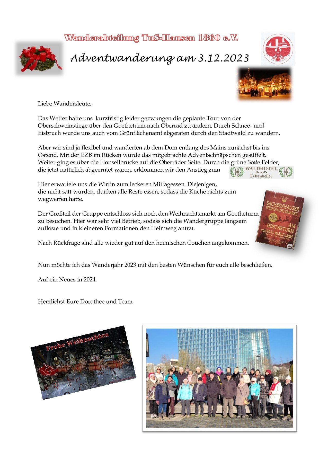 Bild und Abschlussbericht Adventwanderung 3.12.2023 1